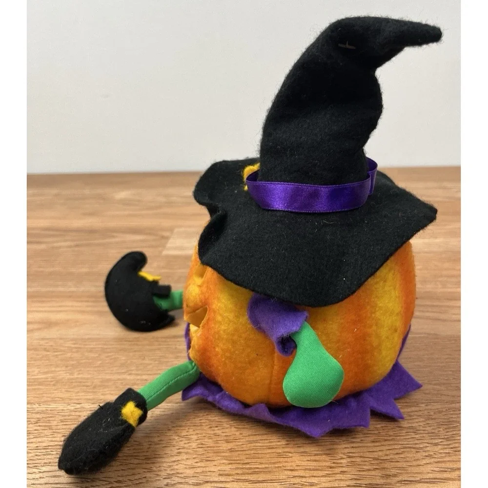 Vintage Fiber Optics Light Up Jack O Lantern Pumpkin Witch Halloween